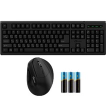 QSENN 무선 버티컬 마우스 + 키보드 + 키스킨 세트, 블랙(마우스, 키보드), MK310 Wireless Combo, 일반형