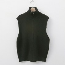 럽스 메리 지퍼 터틀넥 골지 니트 조끼