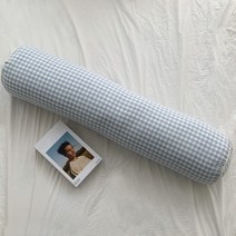 집콕 체크 바디필로우 솜포함, 소라