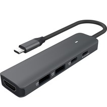 퓨전에프앤씨 아이노트 5in1 4K 60hz 애플 맥북 아이패드 C타입 멀티 허브 CH46P, 다크실버