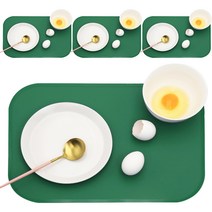 실리콘스토리 플래티넘 오벌 테이블 매트 4p, 라이트그린, 42 x 29 cm