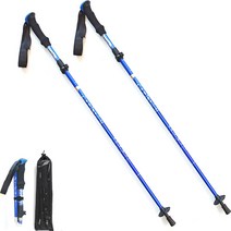리브포어스 5단 접이식 초경량 등산스틱 2p + 스틱 케이스, 블루