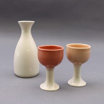 달소금 커플 도자기 도쿠리 + 손잡이 술잔 2종 세트 02 삼색, 1세트