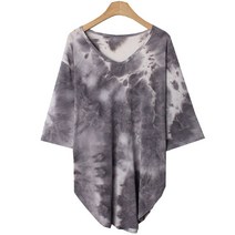 시크블랙 여성용 데로지 라운드밑단 물나염 반팔 티셔츠 cpt12349k33