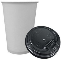 친환경 무지 종이컵 380ml + 개폐형 컵뚜껑 블랙 세트, 100세트