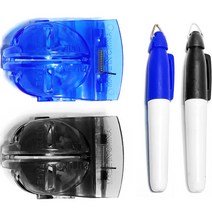 피스탑 골프연습용품 집게형 볼라이너 2종 + 마킹펜 2종 세트, 블랙, 블루, 1세트