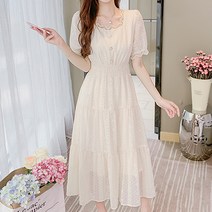 여성용 레이스 진주 포인트 롱 원피스