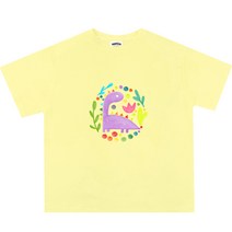 나노핏 아동용 30수 크레파스 공룡 오버핏 반팔 티셔츠