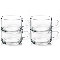 글라스락 내열강화 시리얼 머그 450ml RM-413, 투명, 4개