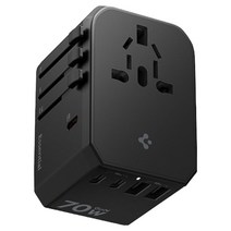슈피겐 해외 여행용 초고속 멀티 어댑터 5포트 충전 70W Gan USB PD PPS + 파우치 세트 블랙 ACH08941, 1개