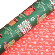 크리스마스레자크 선물 포장지 20p, 그린, 1개