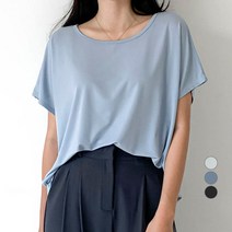 무드인더 여성용 U넥 데일리 반팔 무지티