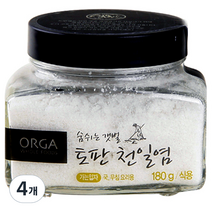 올가홀푸드 숨쉬는 갯벌 토판천일염, 가는입자, 180g, 4개