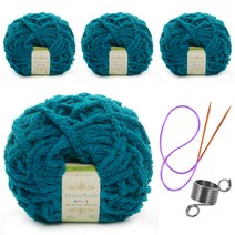 해피푸들 극세사 수면사 털실 80g 4p+줄바늘+뜨개반지, 27 블루그린