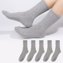 두발로 여성용 스포츠 파일 쿠션 크루 삭스 양말 5켤레, 그레이