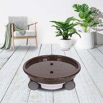 화분월드 원형 이동식 화분 받침대 모던 베이직, 다크브라운