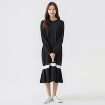 캐럿 여성용 라인 배색 링클 프리 원피스
