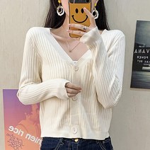 유니제이 여성용 제라스 브이넥 골지 가디건