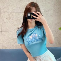 레몬티 여성용 뉴욕 하이틴 크롭 티셔츠 lkf21315