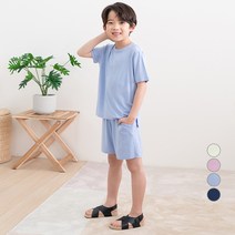롤리트리 아동용 레이온 스판 찰랑 오버핏 반팔 라운지웨어 세트