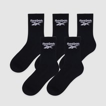 리복 이너글로우 쿠션 미들삭스 5켤레 세트, 블랙