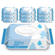 크리넥스 수앤수 코튼클린 물티슈 베이직 캡형, 72매, 10팩