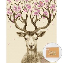 아트조이 DIY 명화 그리기 세트 40 x 50 cm 세로형, 행운꽃사슴 3
