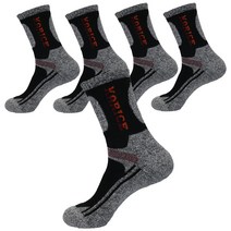 도씨 남성용 중목 등산 양말 5켤레, 검정
