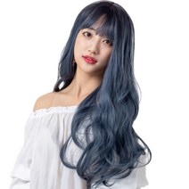 마리안느 고급원사 전체가발 + 가발망 세트, 헤이즈블루, 1세트
