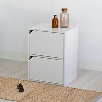 아이리스 2단 도어형 책장 수납장 MDB-2D, 화이트, 2개