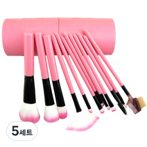 리빙듀오 메이크업 브러쉬 12종 세트, 핑크, 5세트