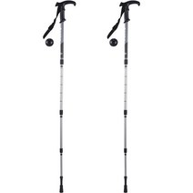 오가니코 두랄루민 4단 접이식 T자형 초경량 등산스틱 2P, 블랙