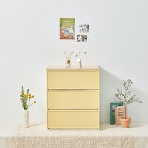 씨밀렉스 래폴드 모듈 서랍장 600 와이드 3단, 무디파스텔 머스터드 옐로우