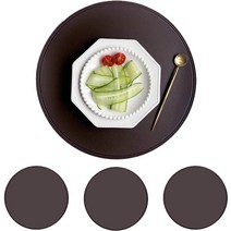 브리키친 클로이 원형 식탁매트 4매 세트, 브라운, 지름 38cm