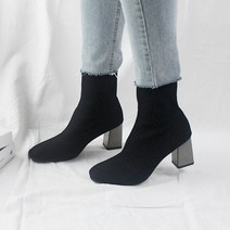 벨라노이 쫀쫀한 스판 니트 삭스 여성 긴다리 메탈굽 앵클부츠 7cm