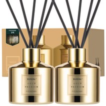 쿤달 퍼퓸 디퓨저 옐로우골드 에디션 200ml 2개 + 섬유스틱 10개, 편백향