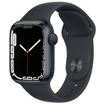 Apple 애플워치 7, 41mm, GPS, 알루미늄, 미드나이트 / 미드나이트 스포츠 밴드, 미드나이트 케이스, 미드나이트 밴드