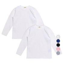 [키즈긴팔티] 유라비 아동용 베이직 라운드 기본티셔츠 2p