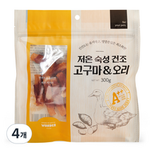 원더푸드 반려동물 저온숙성 건조간식 300g, 고구마 + 오리 혼합맛, 4개