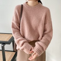 아모르데이 여성용 히릿라운드 민자 심플 소프트 스웨터