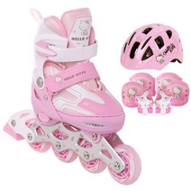 [주트인라인세트] 랜드웨이 헬로키티 아동용 인라인스케이트 + 헬멧 + 보호대 세트, 핑크