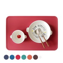 에이드엘 다이닝 실리콘 테이블매트, 코랄레드, 428x282mm