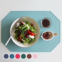 에이드엘 옥타곤 실리콘 테이블매트, 민트, 가로 430mm x 세로 290mm