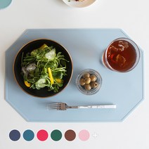 에이드엘 옥타곤 실리콘 테이블매트, 스카이블루, 가로 430mm x 세로 290mm
