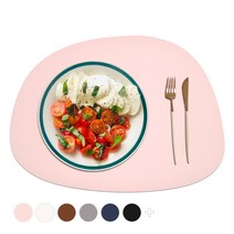 소이믹스 블링 조약돌 방수 가죽 테이블 매트, 핑크, 42 x 32cm