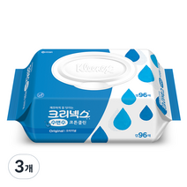 크리넥스 수앤수 코튼클린 오리지널 물티슈 캡형, 96매, 3개