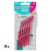 테페 ㄱ자형 치간칫솔 인터덴탈 브러쉬 앵글 0.4mm 분홍, 6개입, 4개