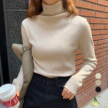 탱커스 여성 텐셀 골지 폴라넥 니트