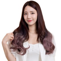 준 투컬러 웨이브 붙임머리 50cm 130g, 다크 + 애쉬핑크, 1개