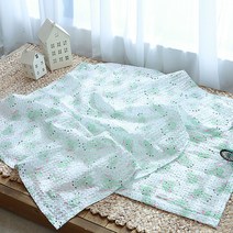 화모 뽀송뽀송 리플 여름아기이불 S, 민트코끼리